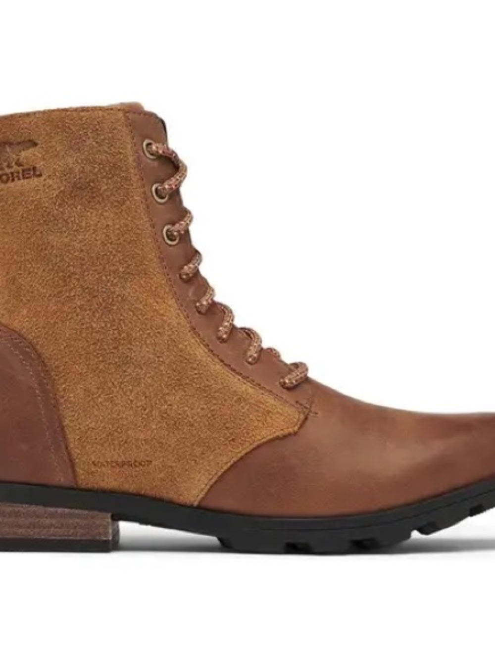 Sorel Emelie Leather/Suede Lace up Combat Boots with side Zipper